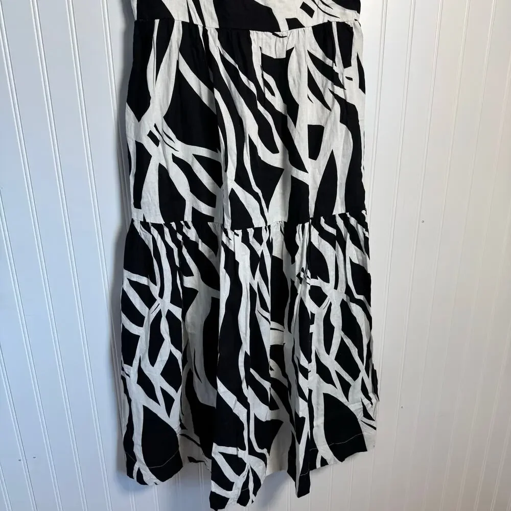 Rachel Zoe Geometric MIDI Dress Black & White Women’s Size Medium - Picture 4 of 12